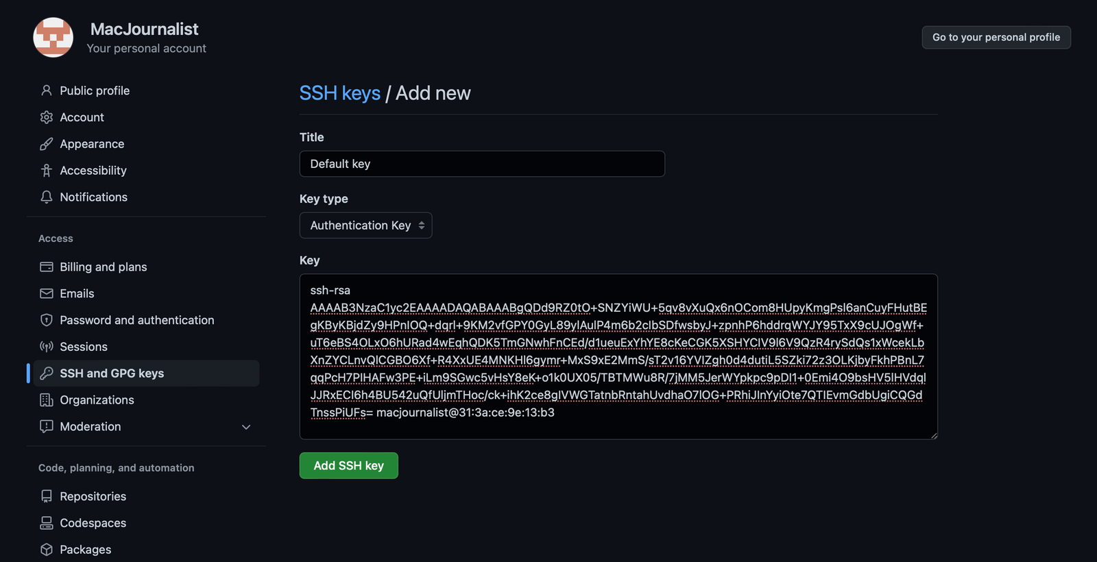 add github ssh key to sourcetree